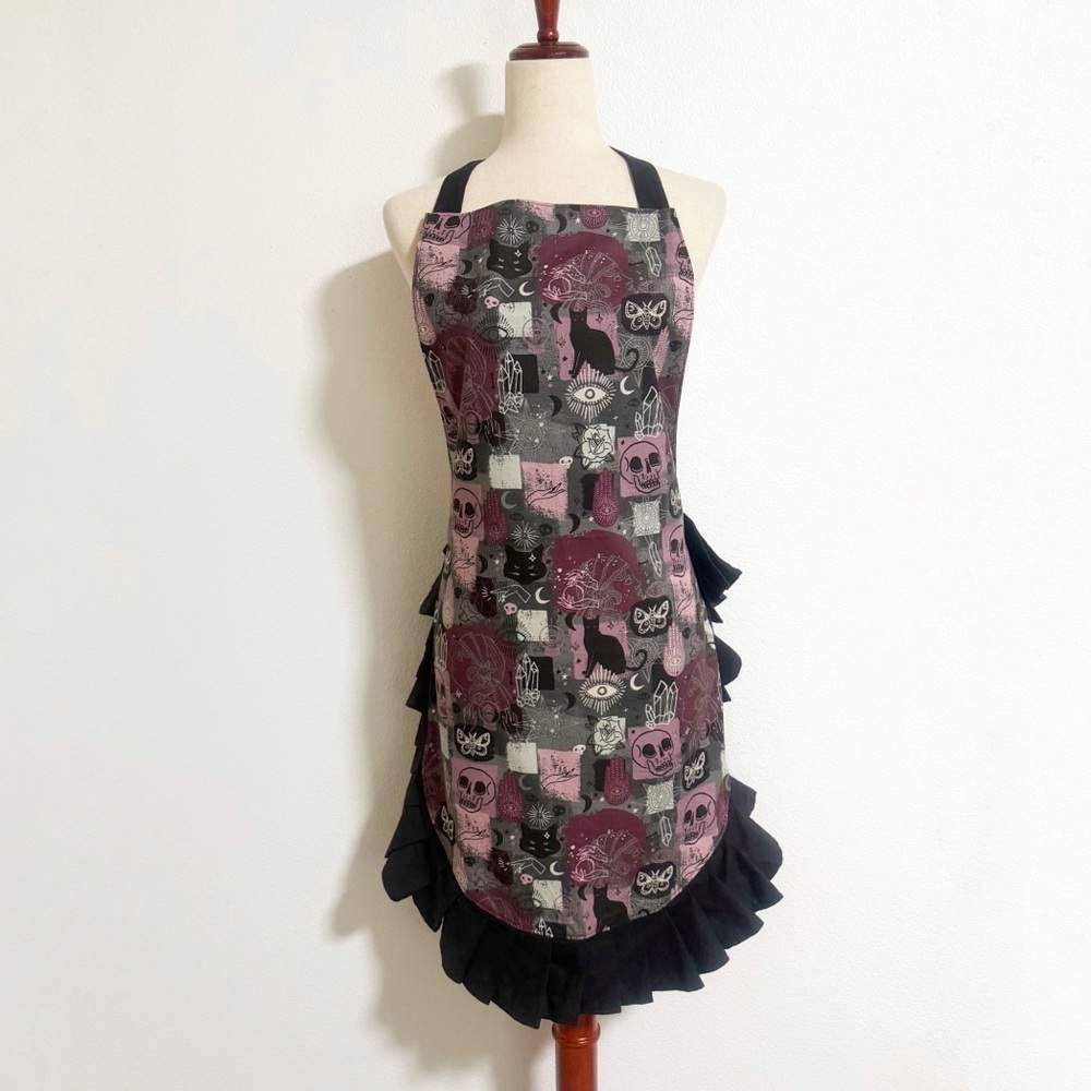 Ruffle Trim Whimsy Goth Witchy Apron